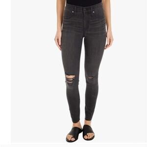Madewell Jeans Womens Size 25P Black Curvy High Rise Skinny Distressed